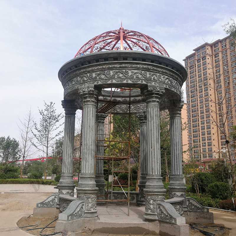 歐式景觀涼亭，小區花園休息亭子，石雕景觀亭子，綠色景觀涼亭1.jpg