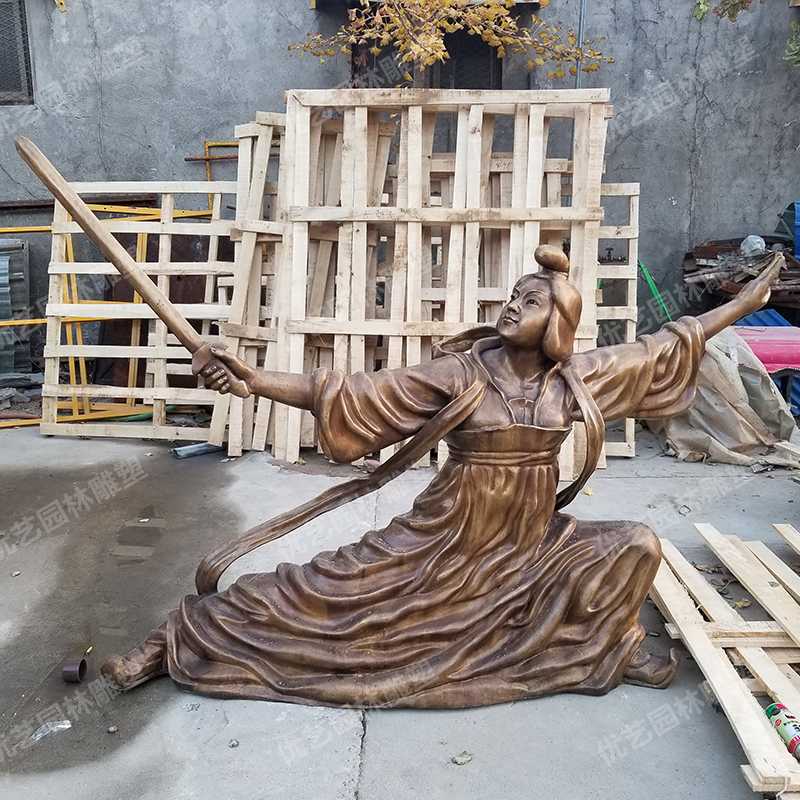 銅舞劍人物雕塑，古代銅人物雕塑