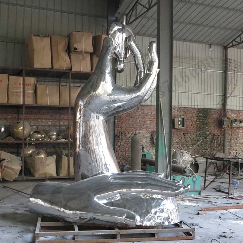 環保不銹鋼雕塑,不銹鋼水滴雕塑,環保主題景觀雕塑